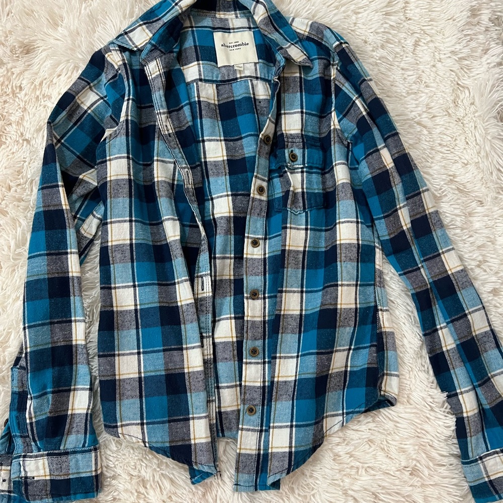 Abercrombie kids, flannel button down, Large